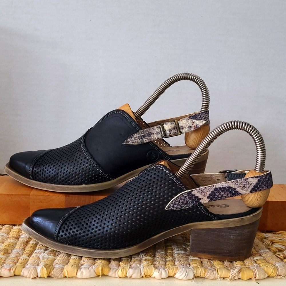 Casta Made In Portugal Sling Back Western Style Mules Leather Size 36